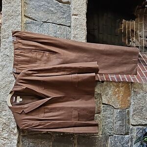 Talbots size 14 Italian silk and linen brown suit